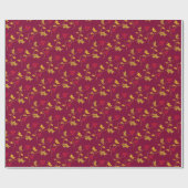 Kerstmis hulst en rode bessen goud cadeaupapier (Vlak)