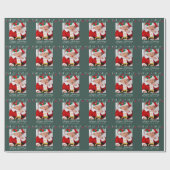 Kerstmis hulst en rode bessen groene foto cadeaupapier (Vlak)