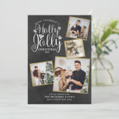 Kerstmis Hulst Feestelijke Fotocollage Krijtbord Feestdagenkaart (Staand voorkant)