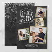 Kerstmis Hulst Feestelijke Fotocollage Krijtbord Feestdagenkaart (Voorkant / Achterkant)