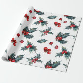 Kerstmis Hulst Inpakpapier (Uitgerold)