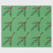 Kerstmis hulst inpakpapier vintage  (Vlak)