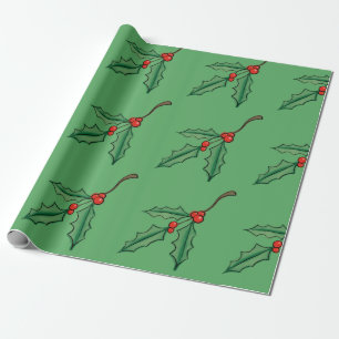 Kerstmis hulst inpakpapier vintage