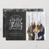 Kerstmis Hulst Kerst Script Krijtbord Foto Feestdagenkaart (Voorkant / Achterkant)