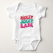 Kerstmis Hulst Kerstkind Moderne Glitter Schrift Romper (Voorkant)