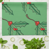 Kerstmis hulst keukenhanddoek cadeau in vintage st (Gevouwen)