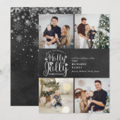 Kerstmis Hulst Krijtbord 4 Foto Collage Feestdagenkaart (Voorkant / Achterkant)