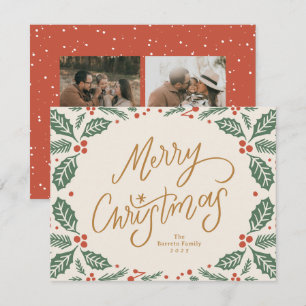 Kerstmis Hulst met Fantasievolle Letters Feestdagenkaart