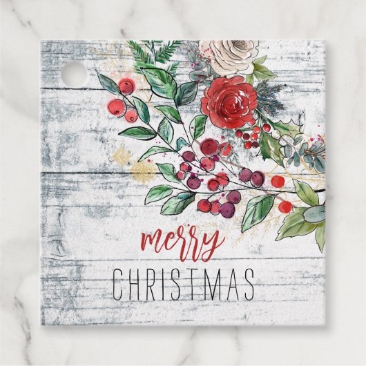 Kerstmis Hulst Rustiek Hout Kerstcadeau Bedankjes Labels (Voorkant)