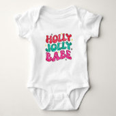 Kerstmis Hulst Vrolijke Baby Moderne Glitter Scrip Romper (Voorkant)