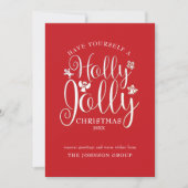 Kerstmis Hulst vrolijke Script Kantoor Kerstkaart (Voorkant)