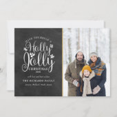 Kerstmis Hulst Vrolijke Script Krijtbord Foto Feestdagenkaart (Voorkant)