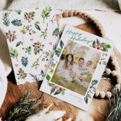 Kerstmis Hulst Waterverf Kerst Foto Kaart