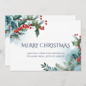 Kerstmis Hulstbes Kerstmistletoe Zakelijke Groet Feestdagenkaart (Voorkant / Achterkant)