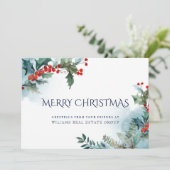 Kerstmis Hulstbes Kerstmistletoe Zakelijke Groet Feestdagenkaart (Staand voorkant)