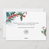 Kerstmis Hulstbes Kerstmistletoe Zakelijke Groet Feestdagenkaart (Achterkant)