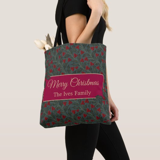 Kerstmis Hulstbessen Tote Bag (Dichtbij)