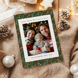 Kerstmis Hulstblad Vakantie Fotokaart Feestdagenkaart