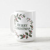 Kerstmis hulstkrans mok (Voorkant links)