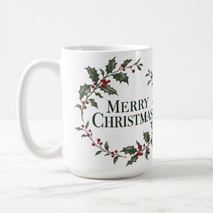 Kerstmis hulstkrans mok