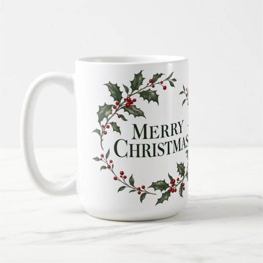 Kerstmis hulstkrans mok (Links)