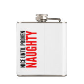 Kerstmis Humor citeert Nice tot bewezen Naughty Heupfles (Achterkant)