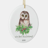 Kerstmis Humor Quote Cute Owl Bird Keramisch Ornament (Rechts)