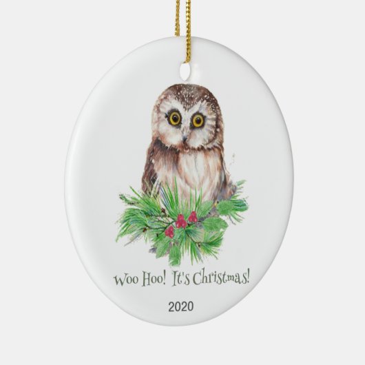 Kerstmis Humor Quote Cute Owl Bird Keramisch Ornament (Rechts)