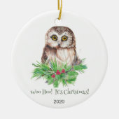 Kerstmis Humor Quote Cute Owl Bird Keramisch Ornament (Voorkant)