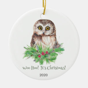 Kerstmis Humor Quote Cute Owl Bird Keramisch Ornament