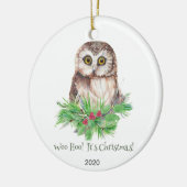Kerstmis Humor Quote Cute Owl Bird Keramisch Ornament (Links)