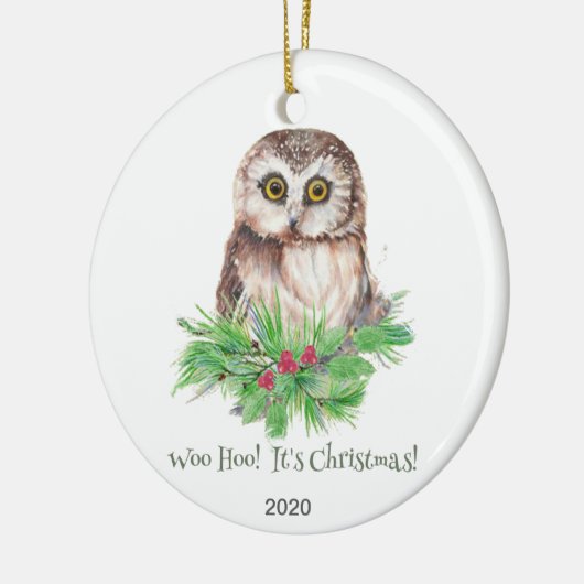 Kerstmis Humor Quote Cute Owl Bird Keramisch Ornament (Links)
