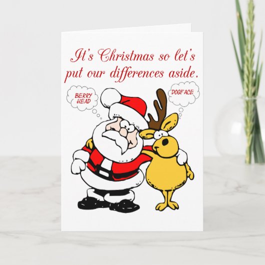 Kerstmis Humor: Stop gevechten en reconcile Funny Feestdagen Kaart (Voorkant)
