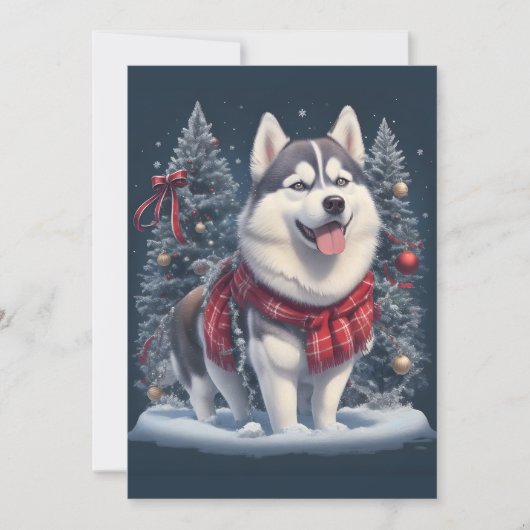 Kerstmis Husky Hond Magie Kerstmis Vakantie Sfeer Feestdagenkaart (Voorkant)