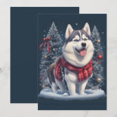 Kerstmis Husky Hond Magie Kerstmis Vakantie Sfeer Feestdagenkaart (Voorkant / Achterkant)