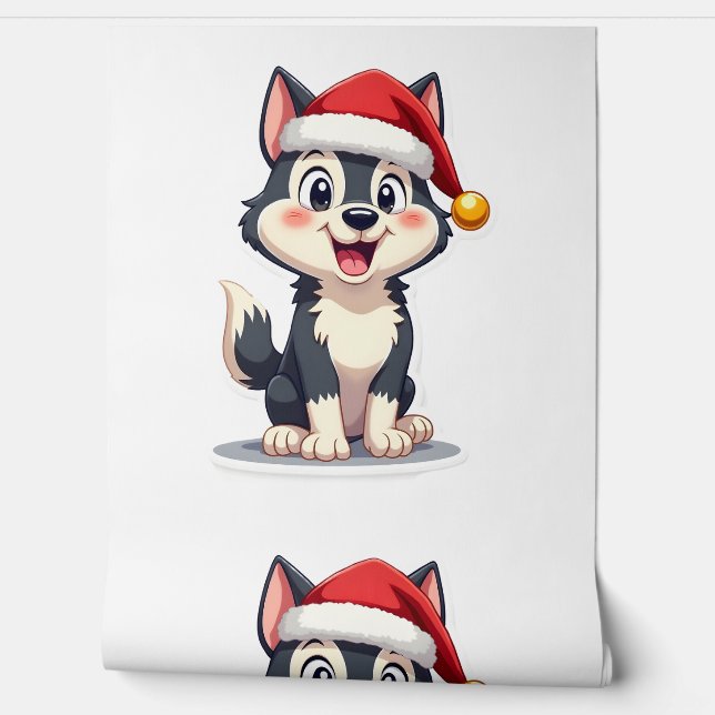 Kerstmis Husky Hondenliefhebber Malamute (2) Behang (Afrollen)