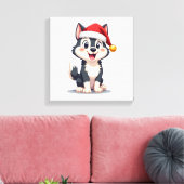 Kerstmis Husky Hondenliefhebber Malamute (2) Canvas Afdruk (Insitu (Woonkamer))