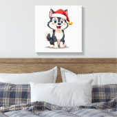 Kerstmis Husky Hondenliefhebber Malamute (2) Canvas Afdruk (Insitu (Slaapkamer))