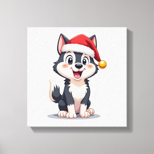 Kerstmis Husky Hondenliefhebber Malamute (2) Canvas Afdruk (Voorkant)