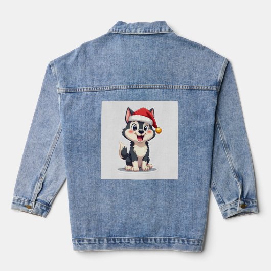 Kerstmis Husky Hondenliefhebber Malamute (2) Denim Jacket (Achterkant)