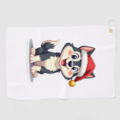 Kerstmis Husky Hondenliefhebber Malamute (2) Golfhanddoek (Horizontaal)