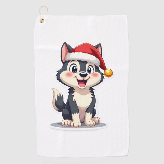 Kerstmis Husky Hondenliefhebber Malamute (2) Golfhanddoek (Voorkant)