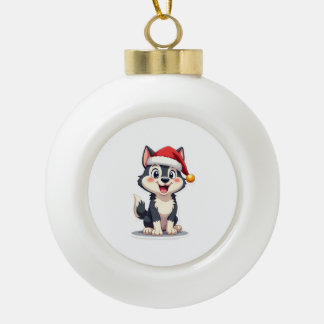 Kerstmis Husky Hondenliefhebber Malamute (2) Keramische Bal Ornament