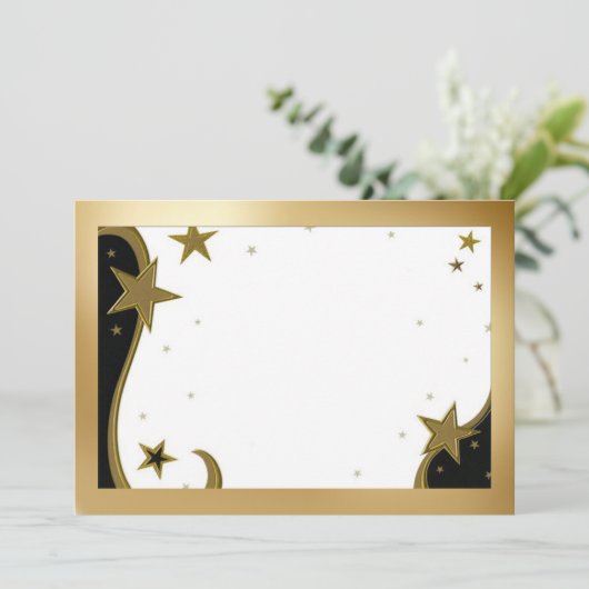 Kerstmis, Huwelijk, Jubileum Gouden Sterren Foto Feestdagenkaart (Staand voorkant)