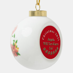 KERSTMIS HUWELIJK VOORSTEL OP KERAMISCHE BAL CERAM ORNAMENT