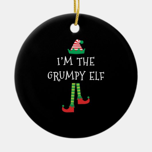 Kerstmis I_m Het Shirt Grumpy Elf Keramisch Ornament (Voorkant)