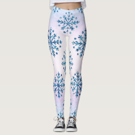 Kerstmis Ice Blue Snowflakes Iridescent Leggings