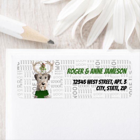 Kerstmis Iers Wolfhound Lover Return Address Etiket (Insitu)