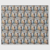 Kerstmis Ierse Setter in Sneeuw Cadeaupapier (Vlak)