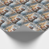 Kerstmis Ierse Setter in Sneeuw Cadeaupapier (Hoek)